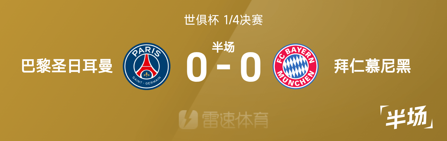 世俱杯半场：于帕破门被吹，斯塔尼西奇伤退，巴黎0-0拜仁